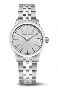 Maurice Lacroix 1975 Quartz ∅33 mm - 10 ATM, Esfera plateada, brazalete de acero
