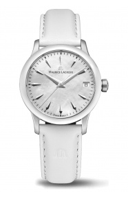 Maurice Lacroix 1975 Quartz ∅33 mm - 10 ATM, Esfera nácar blanco, correa de piel blanca