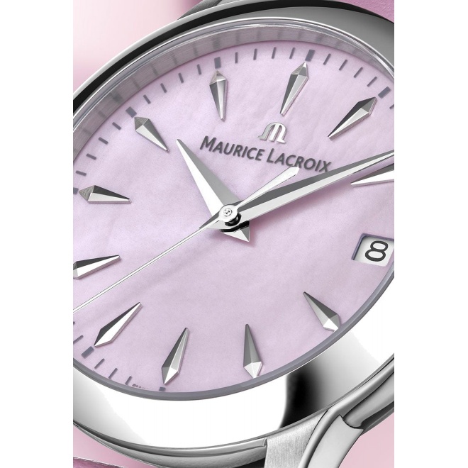Maurice Lacroix 1975 Quartz ∅33 mm - 10 ATM, Esfera nácar rosa, correa de piel rosa