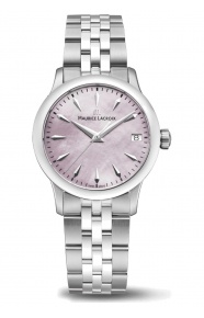 Maurice Lacroix 1975 Quartz ∅33 mm - 10 ATM, Esfera nácar rosa, brazalete de acero
