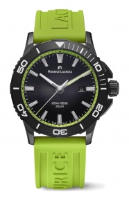 Maurice Lacroix Pontos S Diver Solar ∅42 mm - 20 ATM, Esfera negra, correa de caucho amarillo, special ed ∅42 mm - 200 M