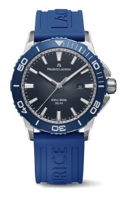 Maurice Lacroix Pontos S Diver Solar ∅42 mm - 20 ATM, Esfera azul, correa de caucho azul