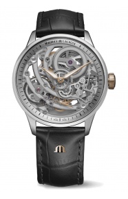 Maurice Lacroix 1975 Master Skeleton ∅43 mm - 5 ATM, Esfera gris oro rosa, correa de piel negra