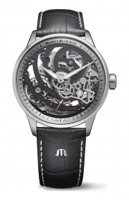 Maurice Lacroix 1975 Master Skeleton ∅43 mm - 5 ATM, Esfera negra, correa de piel negra