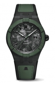 Maurice Lacroix Aikon-IC Frozen Carbon ∅43 mm - 10 ATM, Esfera negra, correa de caucho, verde, titanio