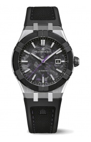 Maurice Lacroix Aikon-IC Frozen Carbon ∅43 mm - 10 ATM, Esfera negra, correa de caucho, violeta