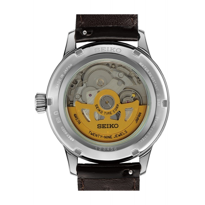 Seiko Presage Cocktail Midnight Mockingbird Automático ∅40,5 mm - 5 ATM, Esfera verde, correa de piel marrón