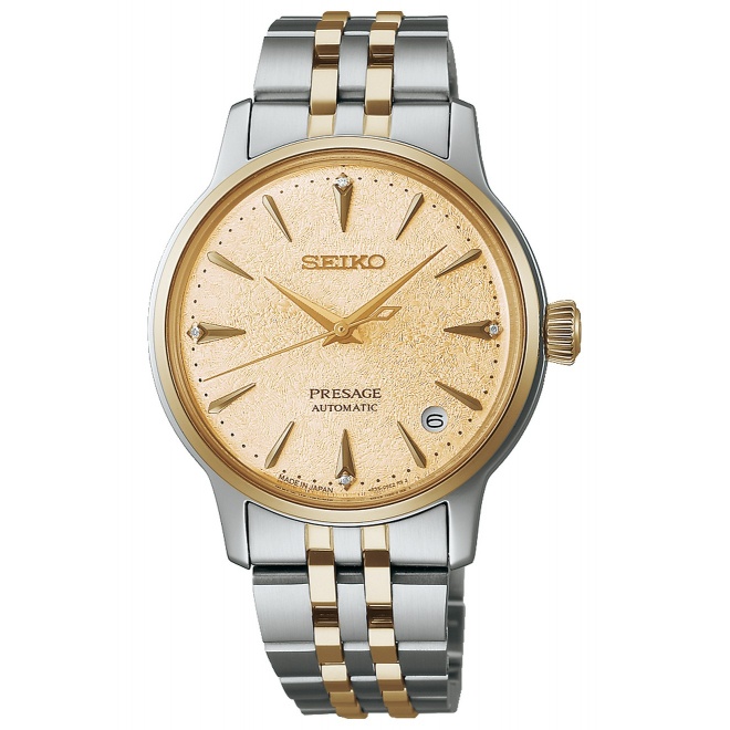 Seiko Presage Cocktail Autom 4R35 ∅34 mm - 5 ATM, Esfera dorada