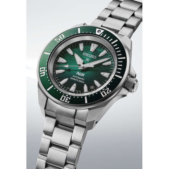 Seiko Prospex Samurai Diver 41,7 Padi ∅41,7 mm - 20 ATM, Esfera verde, brazalete de acero