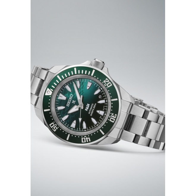 Seiko Prospex Samurai Diver 41,7 Padi ∅41,7 mm - 20 ATM, Esfera verde, brazalete de acero