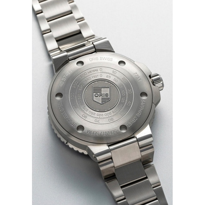 Oris Aquis Small Second Date ∅45,5 mm - 50 ATM, Esfera azul, brazalete de acero