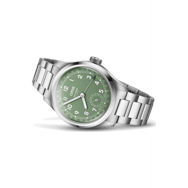 Oris Big Crown Pointer Date Calibre 403 ∅40 mm - 5 ATM, Esfera verde, brazalete de acero