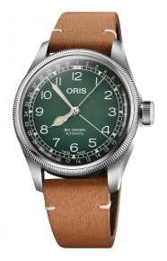 Oris Big Crown Cervo Volante ∅38 mm - 5 ATM, Esfera verde, correa de piel