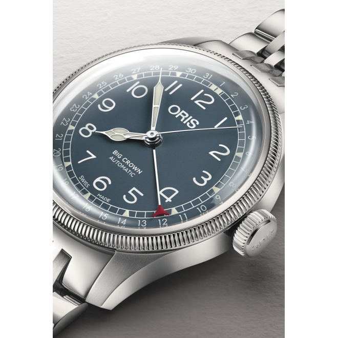 Oris Big Crown Pointer Date ∅40 mm - 5 ATM, Esfera azul, brazalete de acero