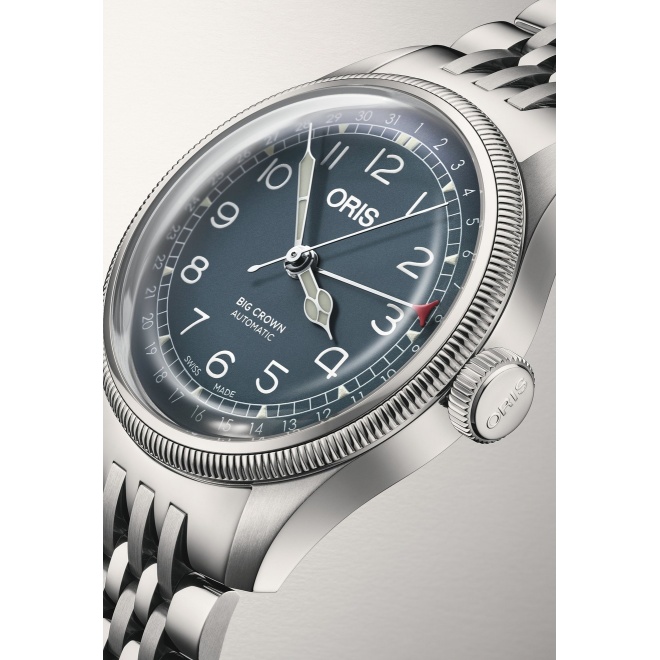 Oris Big Crown Pointer Date ∅40 mm - 5 ATM, Esfera azul, brazalete de acero