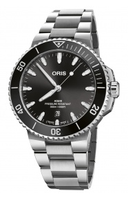 Oris Aquis Date ∅43,5 mm - 30 ATM, Esfera negra, brazalete de acero
