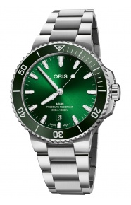 Oris Aquis Date ∅41,5 mm - 30 ATM, Esfera verde, brazalete de acero