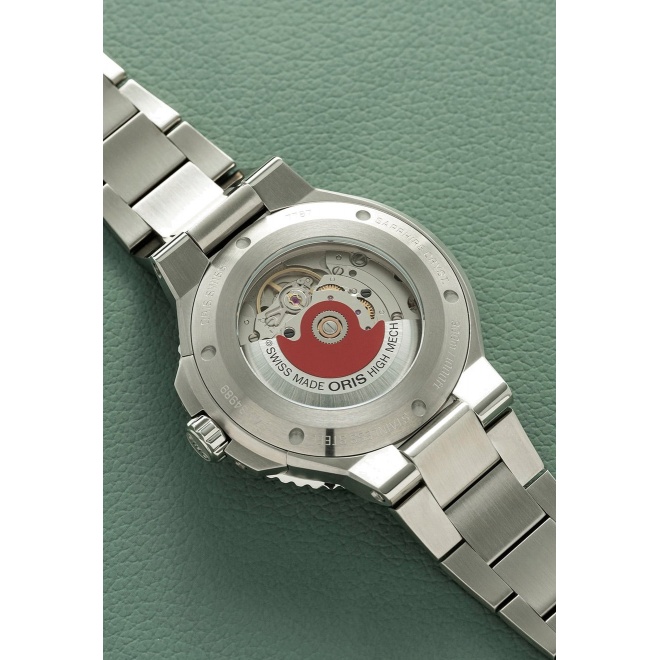 Oris Aquis Date ∅41,5 mm - 30 ATM, Esfera verde, brazalete de acero