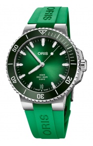 Oris Aquis Date Calibre 400 ∅43,5 mm - 30 ATM, Esfera verde, correa de caucho verde