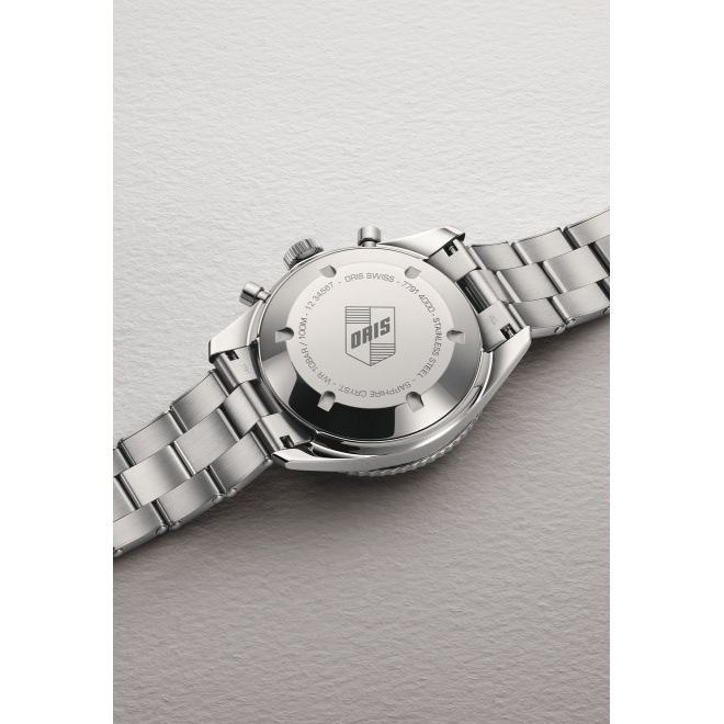 Oris Divers Sixty‑Five Chronograph ∅40 mm - 10 ATM, Esfera gris, brazalete de acero