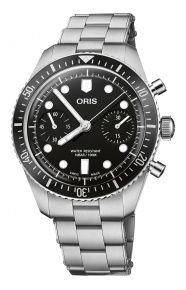 Oris Divers Sixty‑Five Chronograph ∅40 mm - 10 ATM, Esfera negra, brazalete de acero