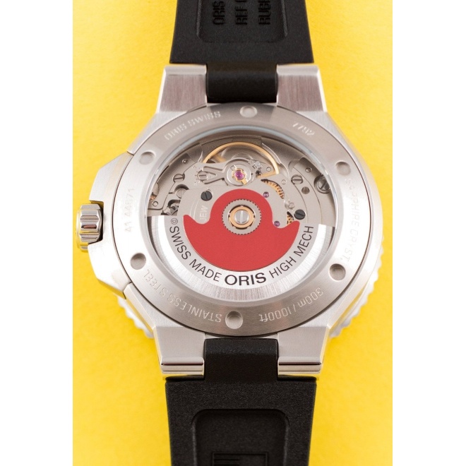 Oris Aquis Date Diamonds ∅36,5 mm - 30 ATM, Esfera negra, correa de caucho negro