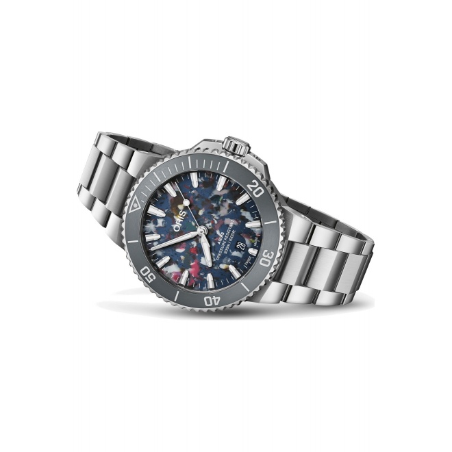 Oris Aquis Date Upcycle ∅41,5 mm - 30 ATM, Esfera multicolor, brazalete de acero
