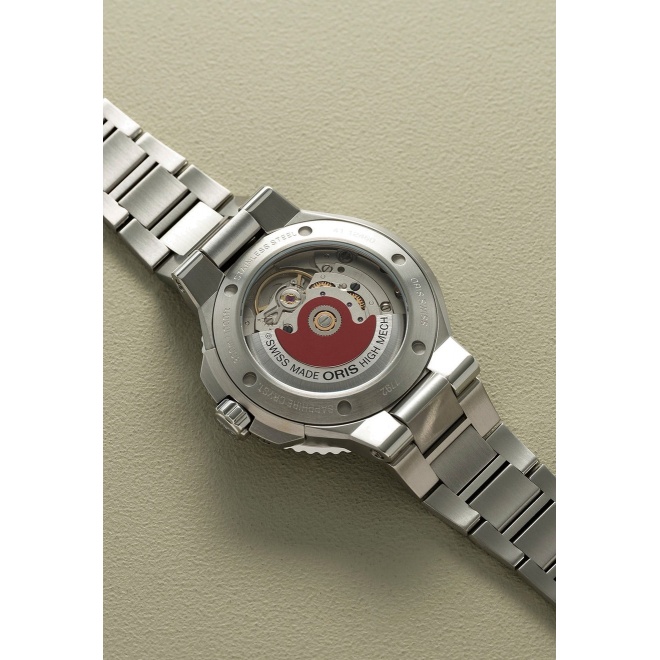 Oris Aquis Date ∅36,5 mm - 30 ATM, Esfera blanca, brazalete de acero
