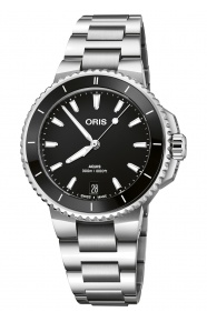 Oris Aquis Date ∅36,5 mm - 30 ATM, Esfera negra, brazalete de acero