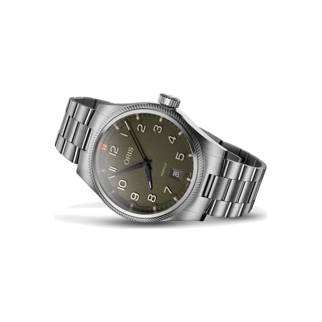 Oris Propilot Date ∅41 mm - 10 ATM, Esfera verde, brazalete de acero