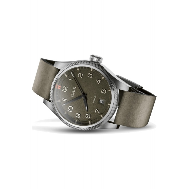 Oris Propilot Date ∅41 mm - 10 ATM, Esfera verde, correa de piel