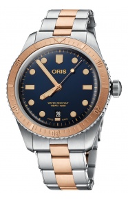 Oris Divers Sixty‑Five ∅40 mm - 10 ATM, Esfera azul, brazalete de acero, bronce