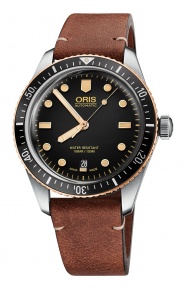 Oris Divers Sixty‑Five ∅40 mm - 10 ATM, Esfera negra, correa de piel