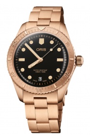 Oris Divers Sixty‑Five Date ∅38 mm - 10 ATM, Esfera negra, brazalete de bronce