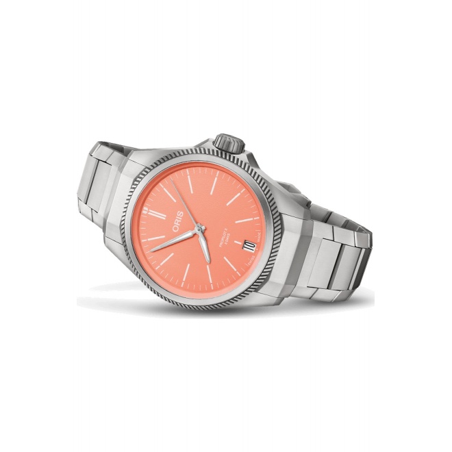Oris ProPilot X Calibre 400 Date ∅39 mm - 10 ATM, Esfera rosa, brazalete de titanio
