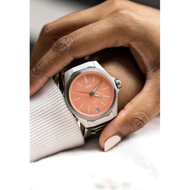 Oris ProPilot X Calibre 400 Date ∅39 mm - 10 ATM, Esfera rosa, brazalete de titanio
