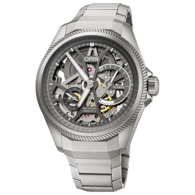 Oris ProPilot X Calibre 115 ∅44 mm - 10 ATM, Esfera gris, brazalete de titanio