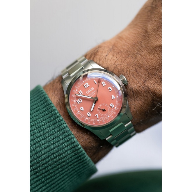 Oris Big Crown Pointer Date Calibre 403 ∅40 mm - 5 ATM, Esfera roja, brazalete de acero