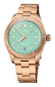 Oris Divers Sixty-Five Cotton Candy ∅38 mm - 10 ATM, Esfera verde, brazalete de bronce