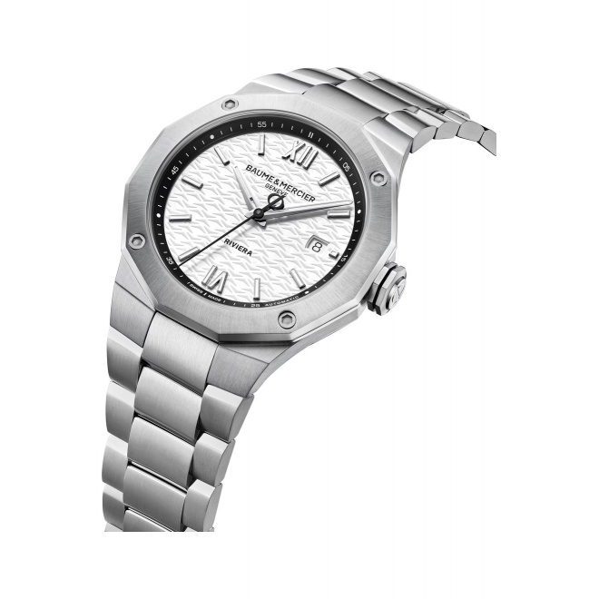 Baume & Mercier Riviera 10829 Automático ∅42 mm - 10 ATM, Esfera blanca, brazalete de acero