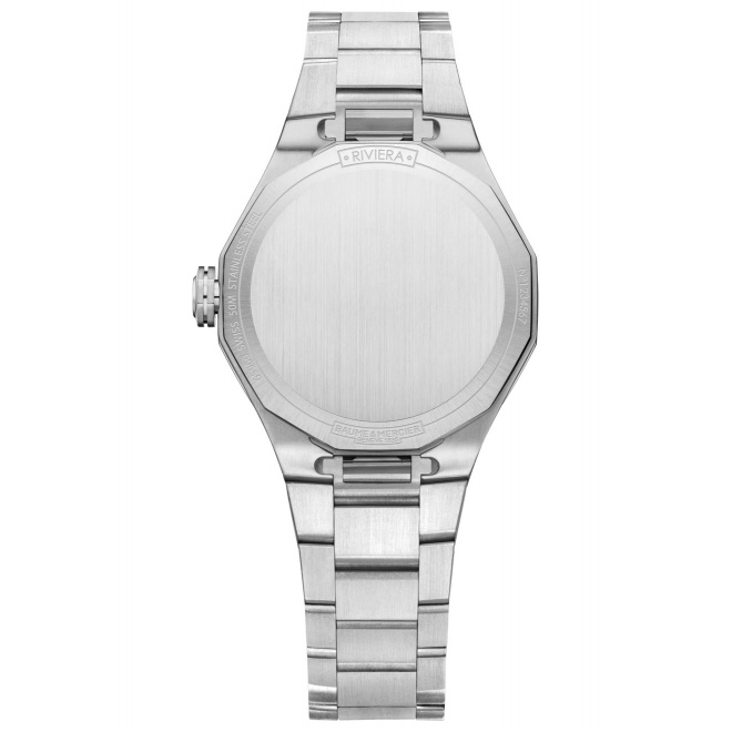 Baume & Mercier Riviera 10810 Cuarzo ∅33 mm - 5 ATM, Esfera plateada, brazalete de acero
