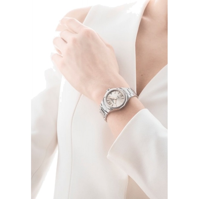 Baume & Mercier Riviera 10810 Cuarzo ∅33 mm - 5 ATM, Esfera plateada, brazalete de acero