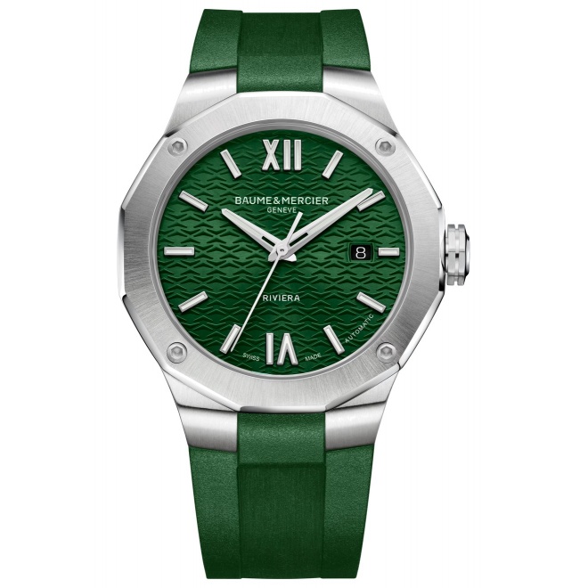 Baume & Mercier Riviera 10618 Automático ∅42 mm - 10 ATM, Esfera verde, correa de caucho verde