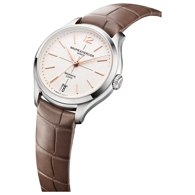 Baume & Mercier Clifton 10831 Automático ∅34 mm - 5 ATM, Esfera blanco roto, correa marrón