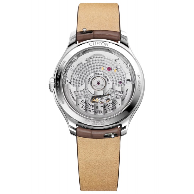 Baume & Mercier Clifton 10831 Automático ∅34 mm - 5 ATM, Esfera blanco roto, correa marrón