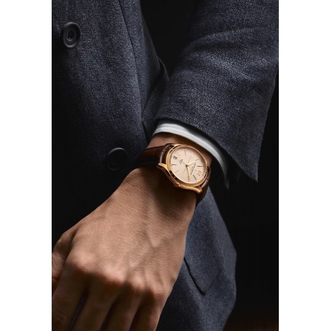 Baume & Mercier Clifton 10802 Automático ∅39 mm - 5 ATM, Esfera blanco roto, correa marrón, caja oro rosa 18kt