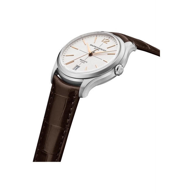 Baume & Mercier Clifton 10793 Automático ∅39 mm - 5 ATM, Esfera blanco roto, correa marrón