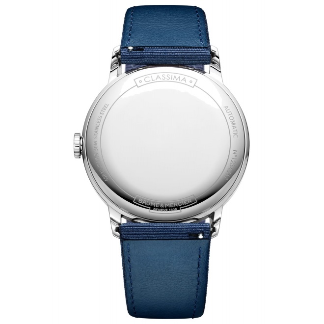 Baume & Mercier Classima 10694 Automático ∅42 mm - 5 ATM, Esfera burdeos, correa de lona azul