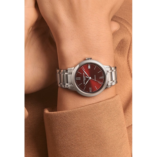 Baume & Mercier Classima 10691 Automático ∅34 mm - 5 ATM, Esfera burdeos, brazalete de acero