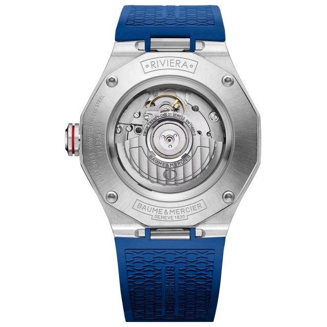 Baume & Mercier Riviera 10659 Automático GMT ∅42 mm - 10 ATM, Esfera azul, correa de caucho azul
